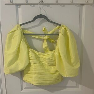Yellow Puff Sleeve Blouse
